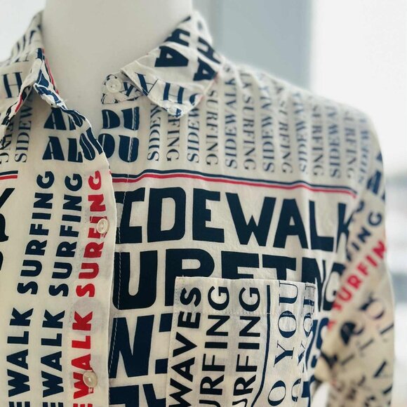 Scotch & Soda Typographic Aloha Print Cotton Viscose Button-Down Shirt – US S - Picture 1 of 13